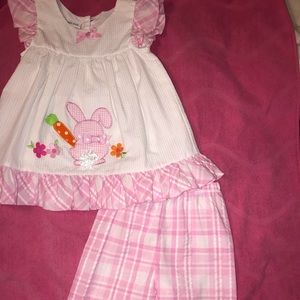 Pink and white Easter outfit